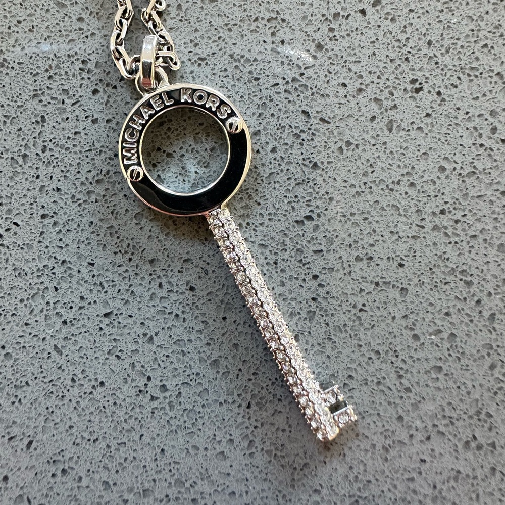 Michael Kors Silver and Black Key Necklace